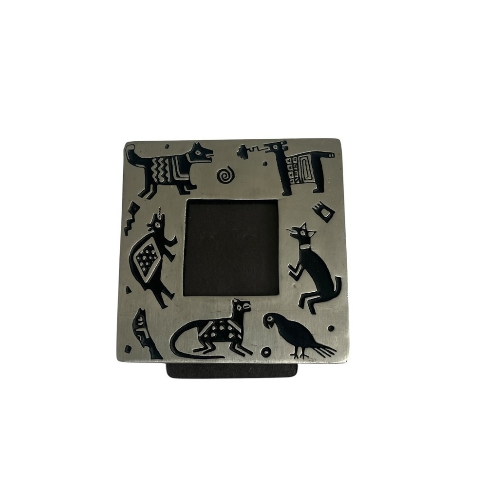 Vintage Alice‎ Seely Pewter Picture Frame Southwestern Petroglyph Animal 2000